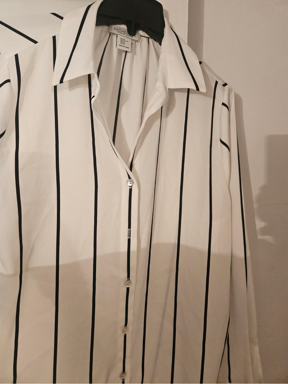Rachel Zoe White Shirt with Black Pinstripes